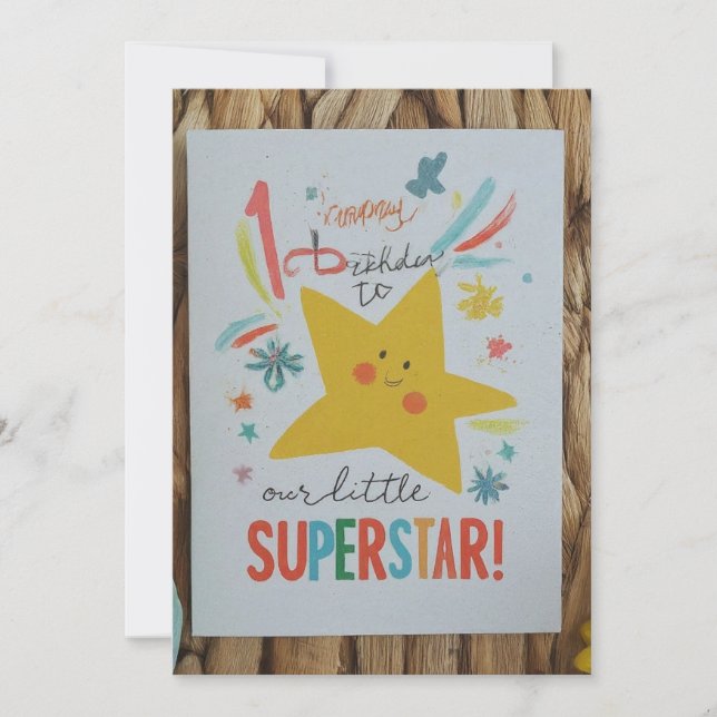 Invitation "Joyeux 1er anniversaire à notre petite superstar  (Devant)