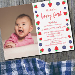 Invitation Joyeux 1er Anniversaire aux Fruits Rouges