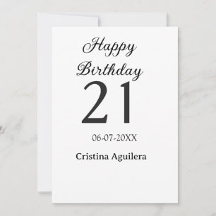 Invitation Joyeux 21e anniversaire lettre gras nom simple min