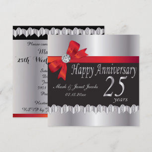 Invitation Joyeux 25 ans de mariage d'argent