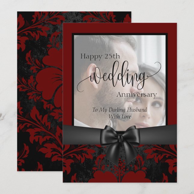 Invitation Joyeux 25e anniversaire de mariage photo tradition (Devant / Derrière)