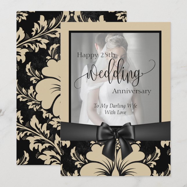 Invitation Joyeux 25e anniversaire de mariage photo tradition (Devant / Derrière)