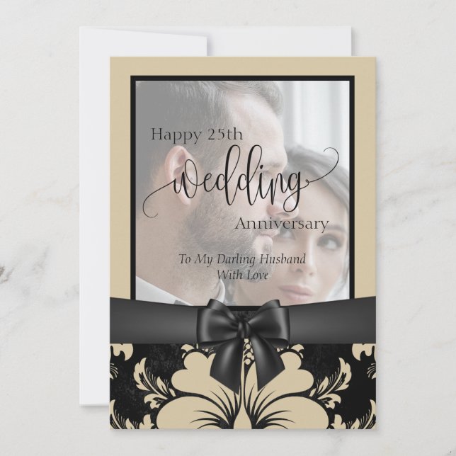 Invitation Joyeux 25e anniversaire mariage photo traditionnel (Devant)