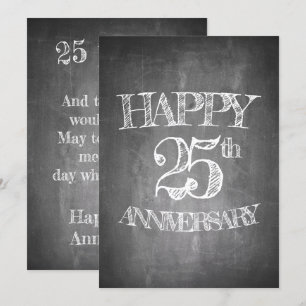 Invitation Joyeux 25e anniversaire sur tableau craie