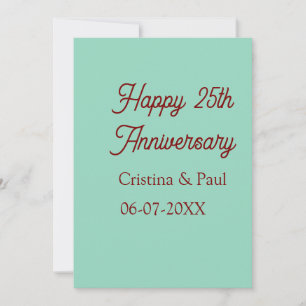 Invitation Joyeux 25e anniversaire vert mauve pastel boho rét