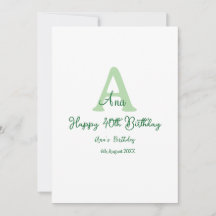 Joyeux 40e anniversaire vert ajouter nom monogramm