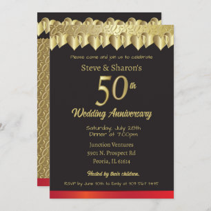 Invitation Joyeux 50e anniversaire de coeur d'or
