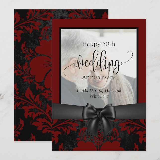 Invitation Joyeux 50e anniversaire de mariage photo tradition (Devant / Derrière)