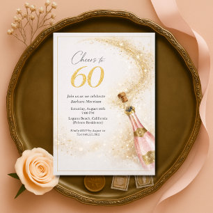Invitation Joyeux 60e Anniversaire Champagne Rose Gold