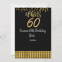 Joyeux 60e anniversaire thème noir et or Invita
