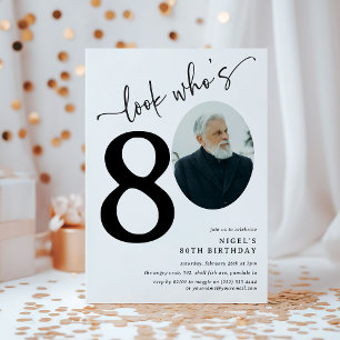 Invitation Joyeux 80 ans ! Photo moderne pour les 80 ans