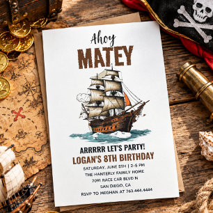 Invitation Joyeux 8e anniversaire Pirate Ship
