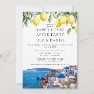 Invitation Joyeux À Jamais Citrons Santorin Grèce Mariage