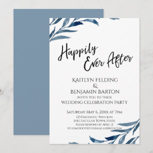 Invitation Joyeux À Tout Jamais Blue Feuilles Réception Seule