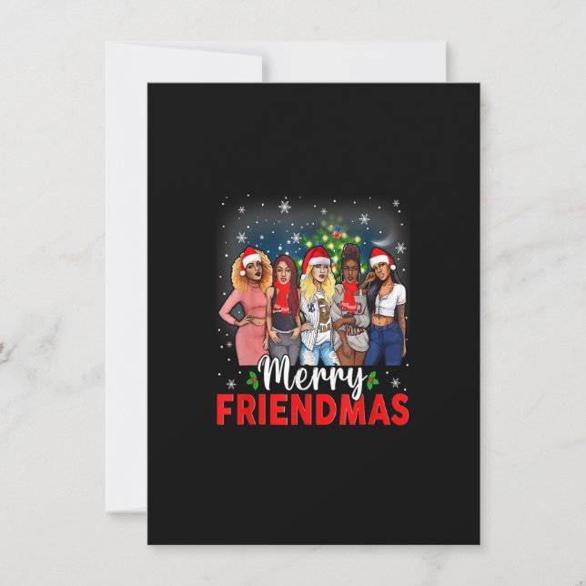 Invitation Joyeux amis Noir Afro Africain Fier Père Noël Xm (Devant)
