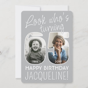 Invitation Joyeux Anniversaire 65 Ans Moderne Nombres Photo F