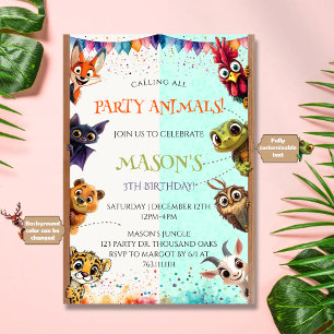 Invitation Joyeux Anniversaire à Tous les Animaux de Fête Fan