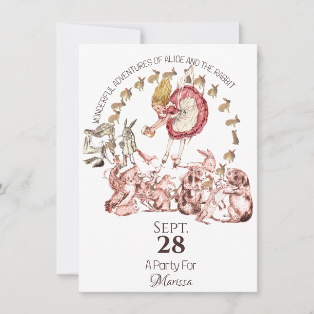 Invitation Joyeux Anniversaire Alice au Pays des Merveilles (Devant)