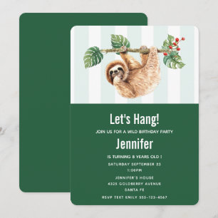 Invitation Joyeux Anniversaire Aquarelle de Paresseux Mignon 