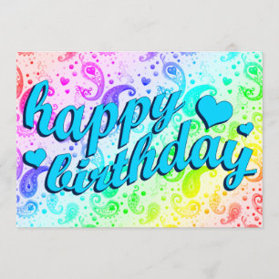 Invitation joyeux anniversaire : arc-en-ciel Paisley