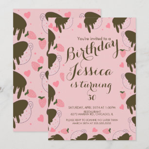 Invitation Joyeux Anniversaire au Chocolat Fraise Mignonne qu