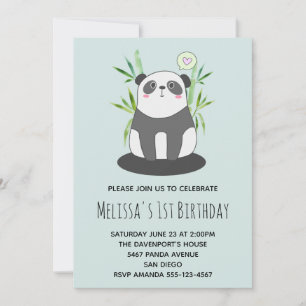 Invitation Joyeux anniversaire au panda noir et blanc mignon 