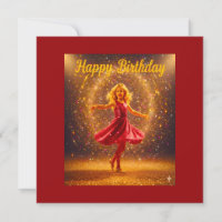 Joyeux Anniversaire avec jeune fille dansante et p