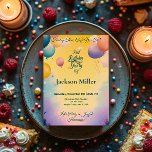 Invitation Joyeux Anniversaire Ballon avec un Tigre Adorable 