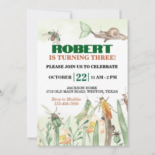 Invitation Joyeux Anniversaire Bugs et Escargot Mignons