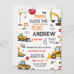 Invitation Joyeux anniversaire Camion à benne Construction pe