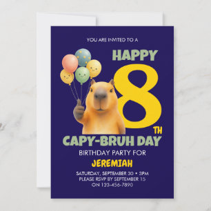 Invitation Joyeux anniversaire CAPY BRUH Custom Capybara 8ème