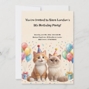 Invitation Joyeux Anniversaire Chats de Dessin Animé Mignons