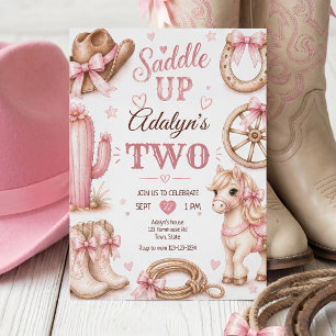 Invitation Joyeux Anniversaire Cheval Western Rose S'atteler