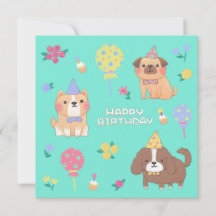 Joyeux anniversaire : Chiens, Ballons et Fleurs