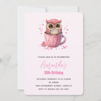 Joyeux Anniversaire Chouette Rose dans une Tasse
