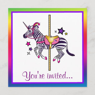 Invitation Joyeux anniversaire coloré de Zebracorn