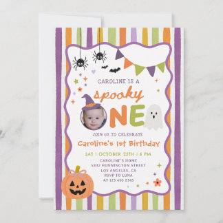 Invitation Joyeux Anniversaire Coloré et Effrayant Halloween