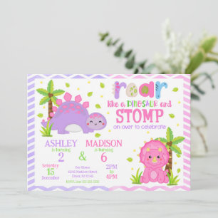 Invitation Joyeux Anniversaire de Dinosaure Mignon