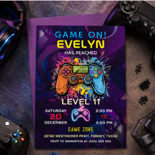 Invitation Joyeux Anniversaire de jeu vidéo niveau supérieur