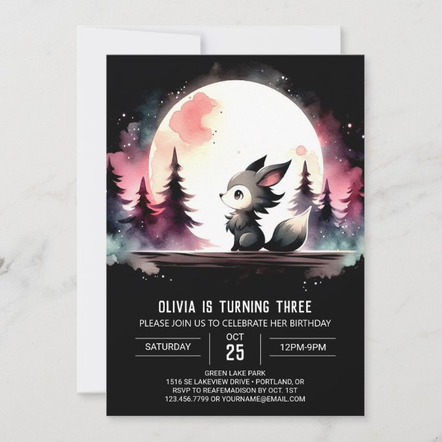 Invitation Joyeux anniversaire de loup imprimable (Devant)