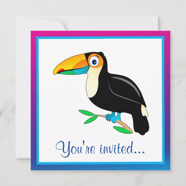 Invitation Joyeux anniversaire de toucan tropical (Devant)