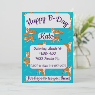 Invitation Joyeux anniversaire des Tigres orange