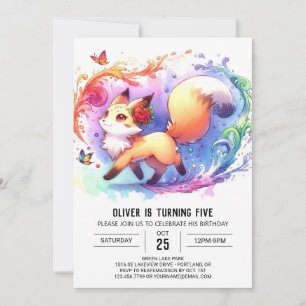 Invitation Joyeux anniversaire Editable Fox