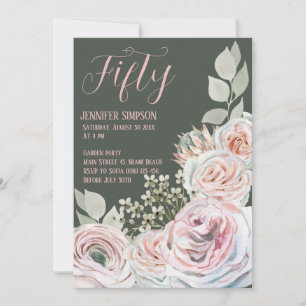 Invitation Joyeux anniversaire en rose pâle et arrière - plan