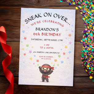 Invitation Joyeux Anniversaire Enfant avec Ninja Chibi Mignon