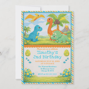 Invitation Joyeux Anniversaire Enfants Amis Dinosaures Mignon