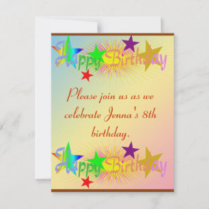 Invitation Joyeux anniversaire et étoiles -