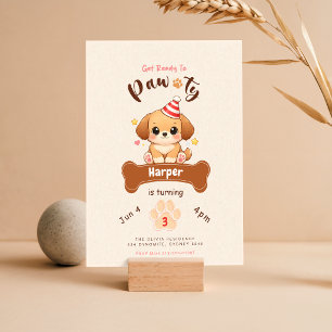 Invitation Joyeux Anniversaire Fête Chien Chiot Aquarelle