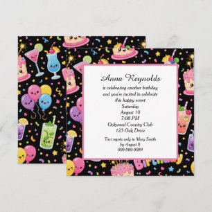 Invitation Joyeux Anniversaire Fête d'Art Kawaii