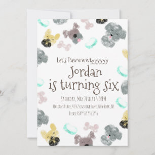 Invitation Joyeux Anniversaire Fête de Chiots Mignons  